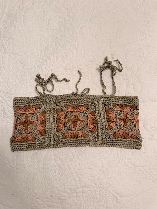 Tops - Handmade Crochet Tube Top in Taupe and Rust